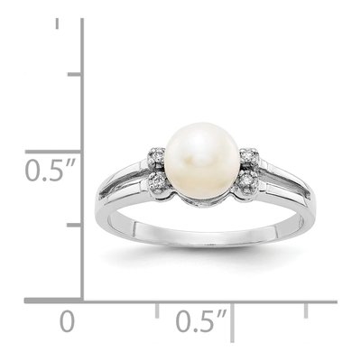 14K White Gold Freshwater Cultured Pearl & Diamond Ring – view 5