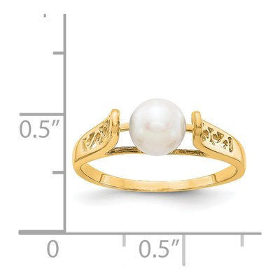 14K Yellow Gold Freshwater Cultured Pearl Filigree Ring – view 2