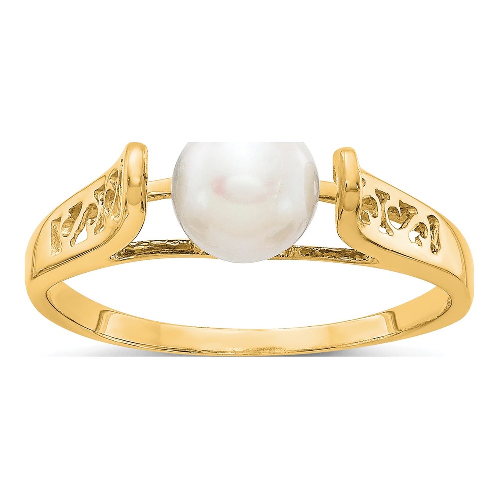 14K Yellow Gold Freshwater Cultured Pearl Filigree Ring