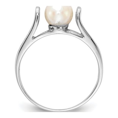 14K White Gold Freshwater Cultured Pearl Filigree Ring – view 2