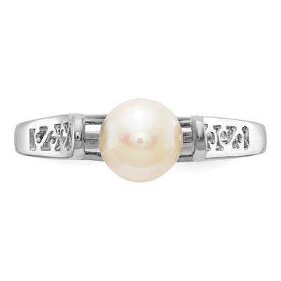 14K White Gold Freshwater Cultured Pearl Filigree Ring – view 4