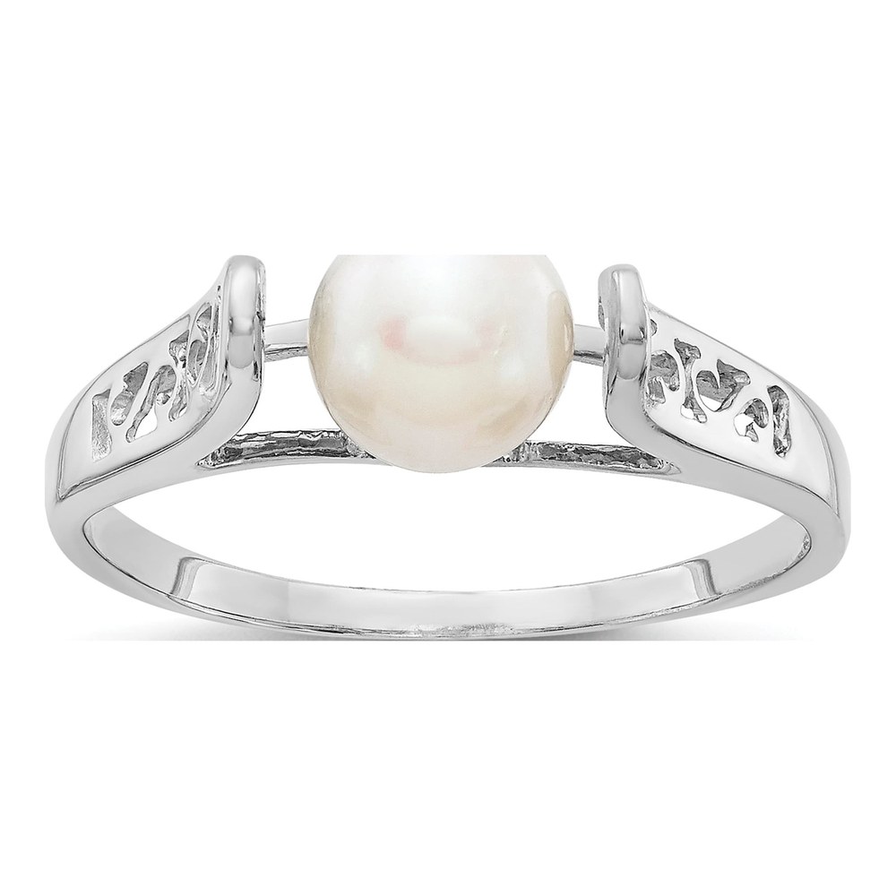 14K White Gold Freshwater Cultured Pearl Filigree Ring
