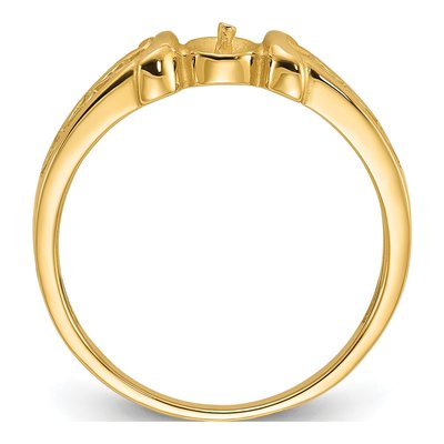 14K Yellow Gold Heart for Pearl Ring Mounting – view 2