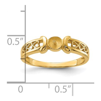 14K Yellow Gold Heart for Pearl Ring Mounting – view 3
