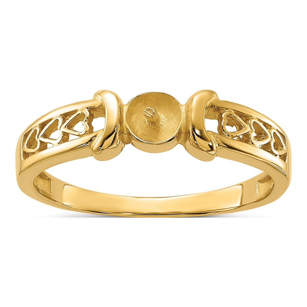 14K Yellow Gold Heart Ring Mounting for 5.5mm Pearl