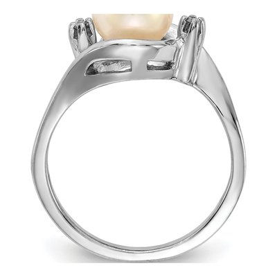 14K White Gold Freshwater Cultured Pearl & Diamond Ring – view 2