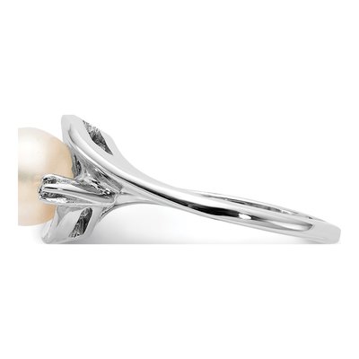 14K White Gold Freshwater Cultured Pearl & Diamond Ring – view 3
