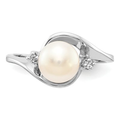 14K White Gold Freshwater Cultured Pearl & Diamond Ring – view 4