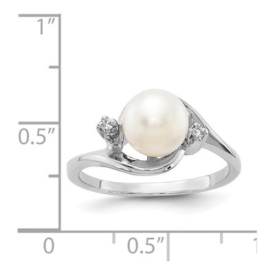 14K White Gold Freshwater Cultured Pearl & Diamond Ring – view 5