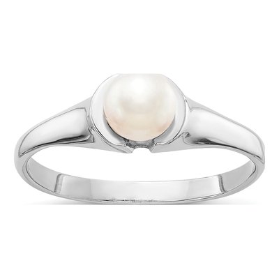 14K White Gold Freshwater Cultured Pearl Ring
