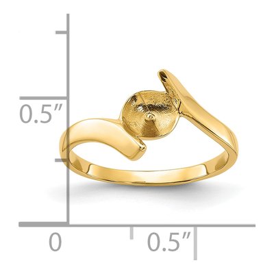 14K Yellow Gold Bypass for Pearl Ring Mounting – view 3