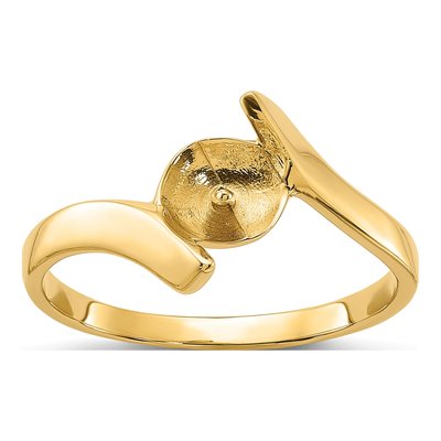 14K Yellow Gold Bypass for Pearl Ring Mounting