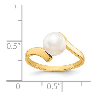 14K Yellow Gold Freshwater Cultured Pearl Bypass Ring – view 2
