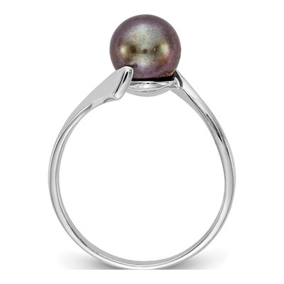 14K White Gold Black Pearl Bypass Ring – view 2