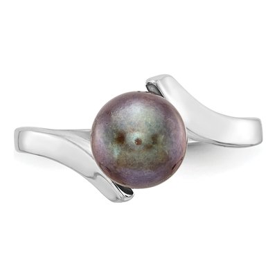 14K White Gold Black Pearl Bypass Ring – view 4