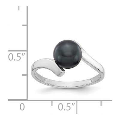 14K White Gold Black Pearl Bypass Ring – view 5