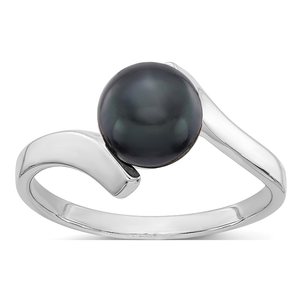 14K White Gold Black Pearl Bypass Ring