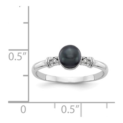 14K White Gold Black Freshwater Cultured Pearl & Diamond Ring – view 2