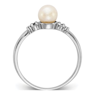 14K White Gold Freshwater Cultured Pearl & Diamond Ring – view 2