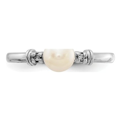 14K White Gold Freshwater Cultured Pearl & Diamond Ring – view 4