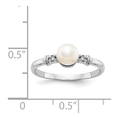 14K White Gold Freshwater Cultured Pearl & Diamond Ring – view 5