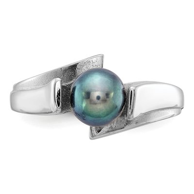 14K White Gold Black Freshwater Cultured Pearl Ring – view 3