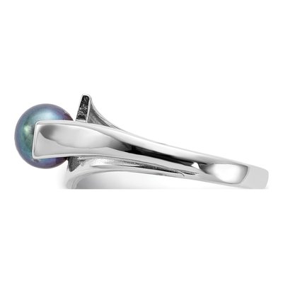 14K White Gold Black Freshwater Cultured Pearl Ring – view 4