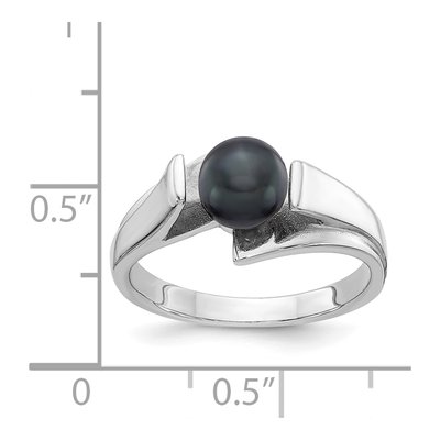 14K White Gold Black Freshwater Cultured Pearl Ring – view 5