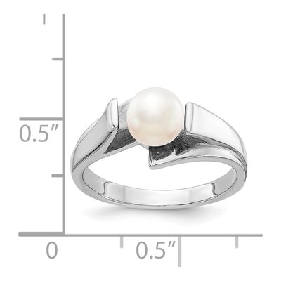 14K White Gold Freshwater Cultured Pearl Ring – view 2