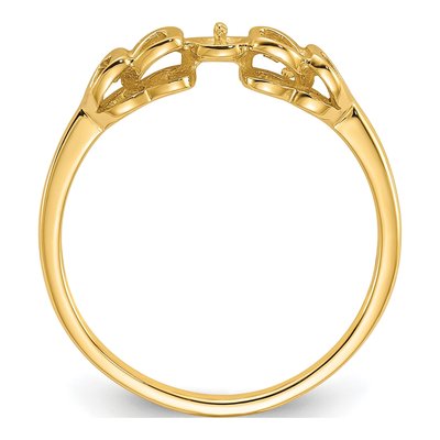 14K Yellow Gold Heart for Pearl Ring Mounting – view 2