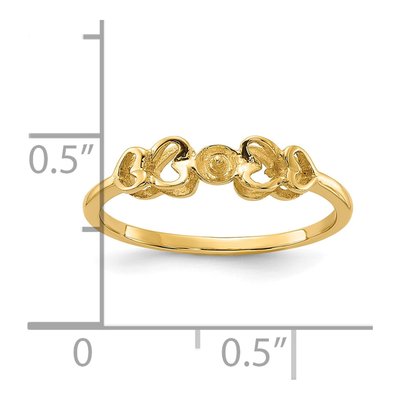 14K Yellow Gold Heart for Pearl Ring Mounting – view 3