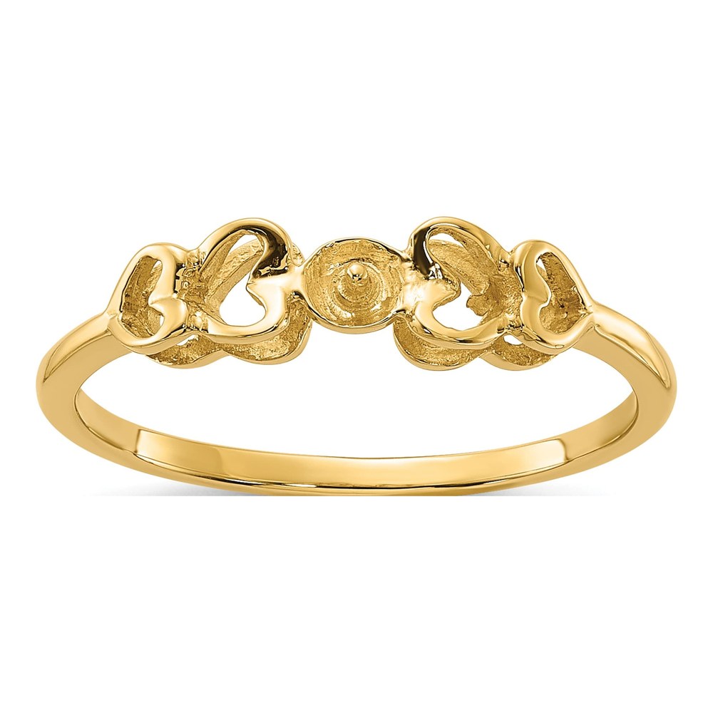 14K Yellow Gold Heart Ring Mounting for 4mm Pearl