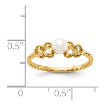 14K Yellow Gold Freshwater Cultured Pearl Heart Ring – view 2