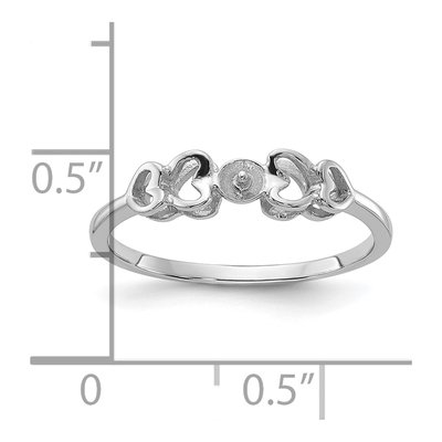 14K White Gold Heart for Pearl Ring Mounting – view 3