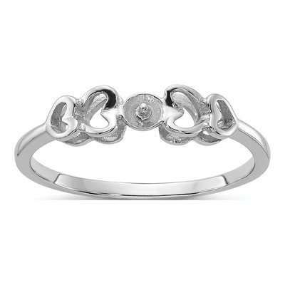 14K White Gold Heart for Pearl Ring Mounting