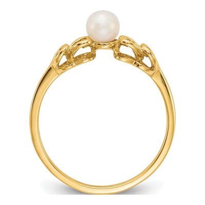 14K White Gold Freshwater Cultured Pearl Heart Ring – view 2