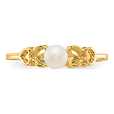 14K White Gold Freshwater Cultured Pearl Heart Ring – view 4