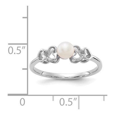 14K White Gold Freshwater Cultured Pearl Heart Ring – view 5
