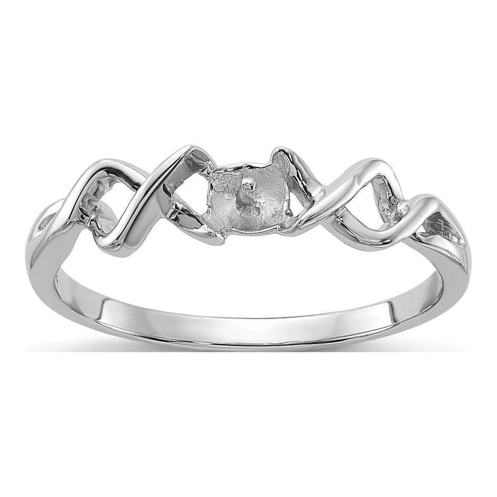14K White Gold Twisted Pearl Ring Mounting