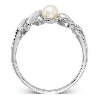 14K White Gold Freshwater Cultured Pearl Twisted Ring – view 2