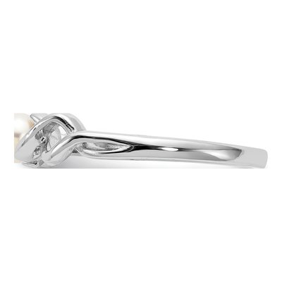 14K White Gold Freshwater Cultured Pearl Twisted Ring – view 3
