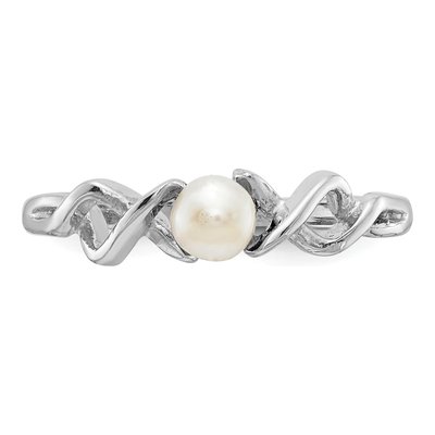 14K White Gold Freshwater Cultured Pearl Twisted Ring – view 4