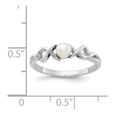 14K White Gold Freshwater Cultured Pearl Twisted Ring – view 5