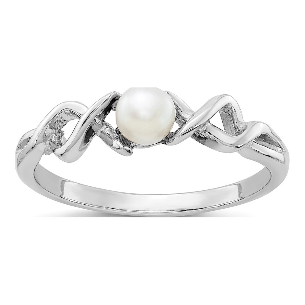 14K White Gold Freshwater Cultured Pearl Twisted Ring