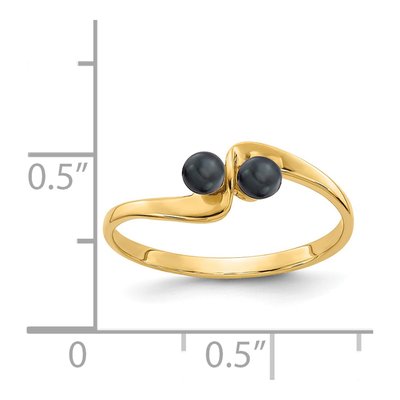14K Yellow Gold Black Freshwater Pearl Two-Stone Ring – view 2