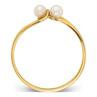 14K Yellow Gold Freshwater Cultured Pearl Two-Pearl Ring – view 2