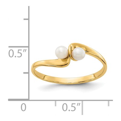 14K Yellow Gold Freshwater Cultured Pearl Two-Pearl Ring – view 5
