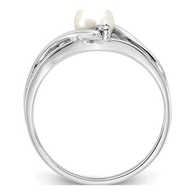 14K White Gold Freshwater Cultured Pearl & Diamond Ring – view 2