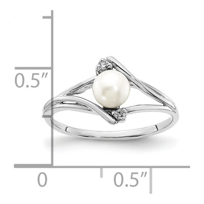 14K White Gold Freshwater Cultured Pearl & Diamond Ring – view 3