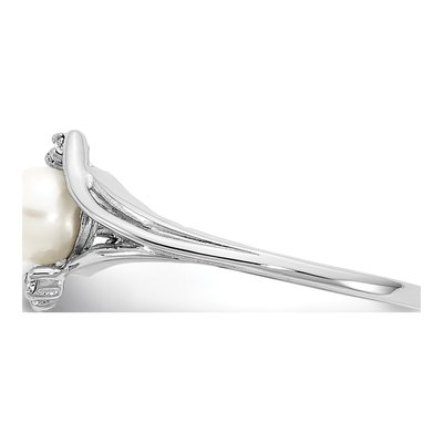 14K White Gold Freshwater Cultured Pearl & Diamond Ring – view 4